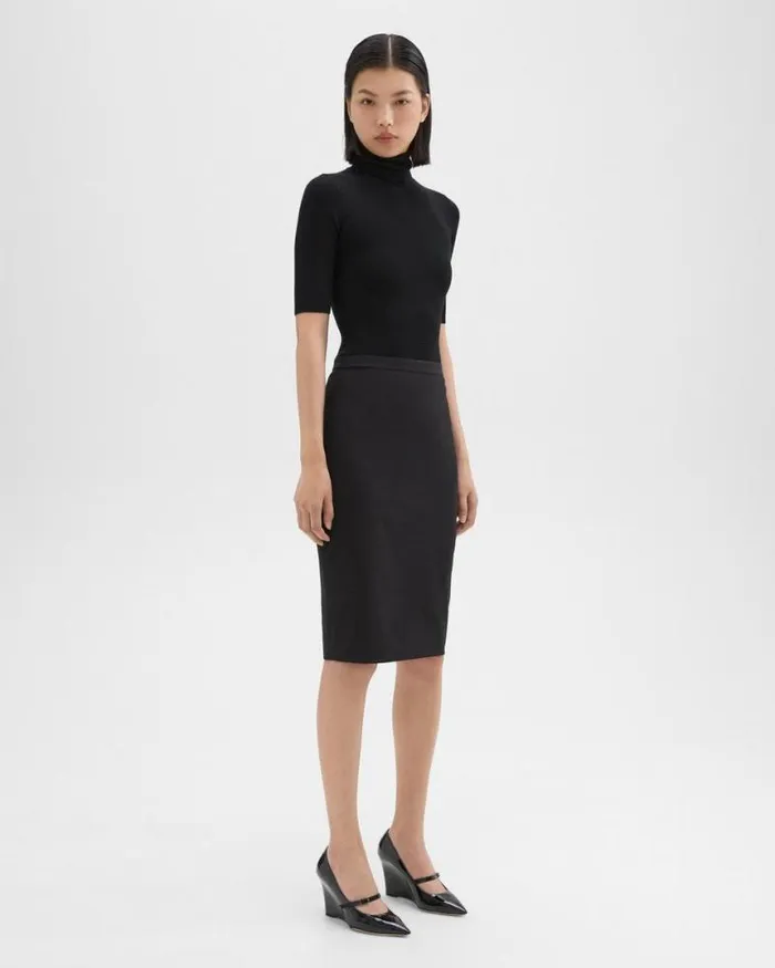 Skirts Women Theory Slim Pencil Skirt In Good Wool Black