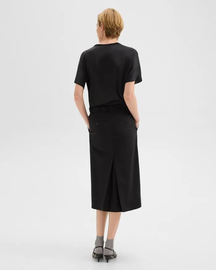 Skirts Women Theory Trouser Skirt In Wool Gabardine Black