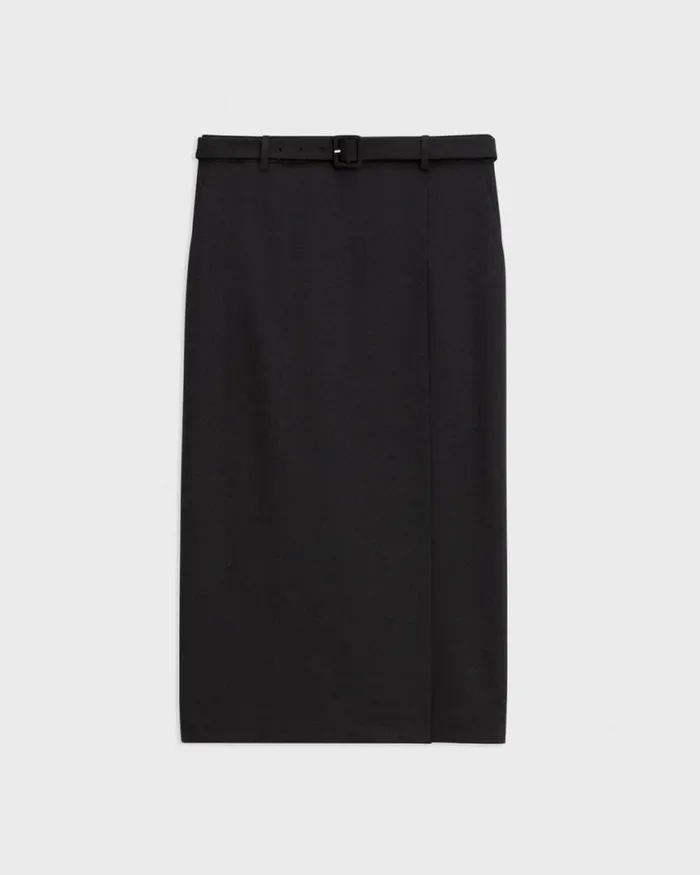 Skirts Women Theory Trouser Skirt In Wool Gabardine Black