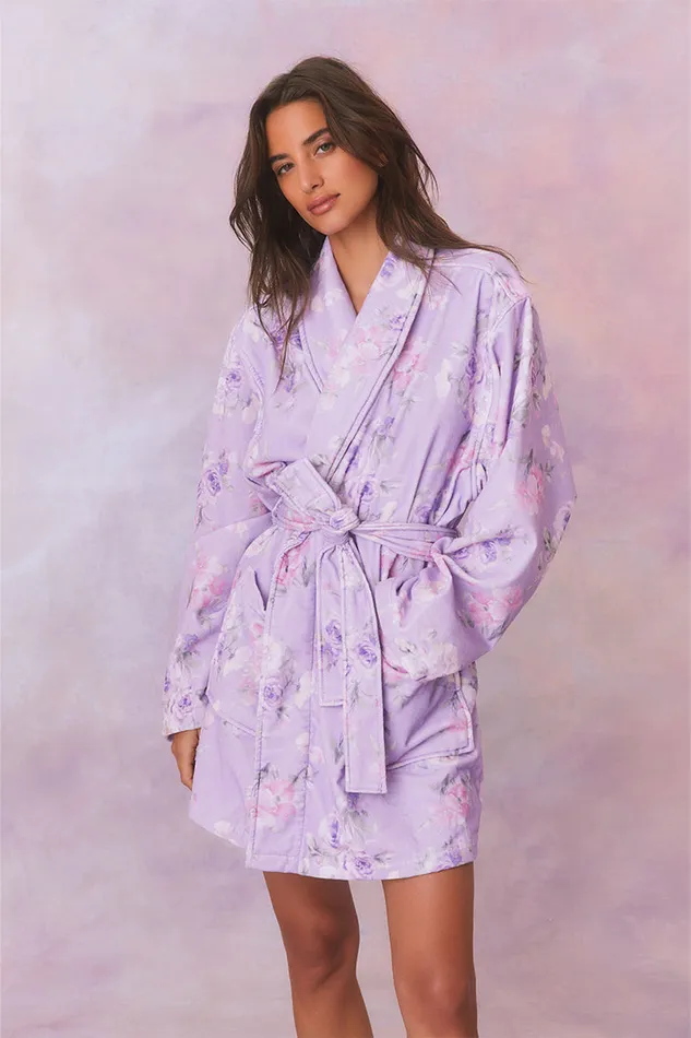 Sleepwear Women LoveShackFancy Indie Cotton Bath Robe Hibiscus