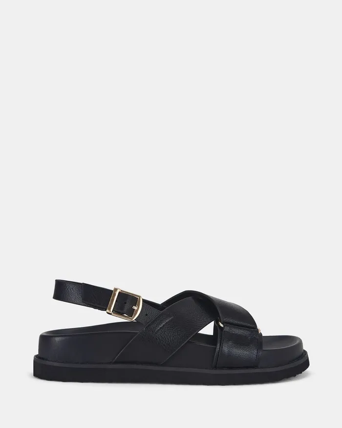 Slides Women TYLAH BLACK Flat Sandals NOVO Shoes