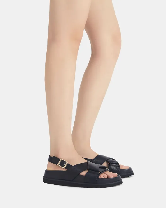Slides Women TYLAH BLACK Flat Sandals NOVO Shoes