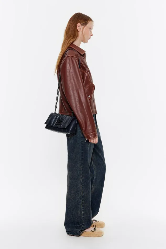 Small Black Leather Bag Flap Black Women Bimba Y Lola Crossbody Bags Small Black Leather Bag Flap Black Women Bimba Y Lola Crossbody Bags
