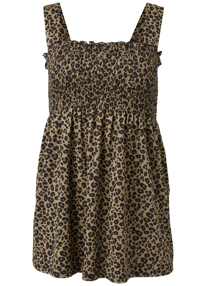 SMOCKED LEOPARD TUNIC Brown Multi Women VENUS Casual Tops