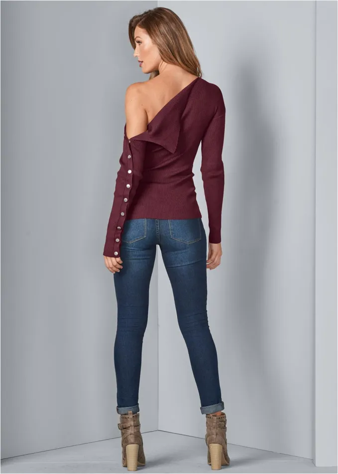 SNAP DETAIL SWEATER Wine Women VENUS Sexy Sweaters
