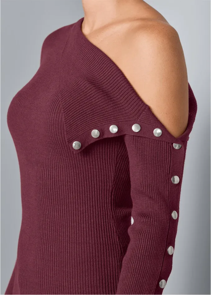 SNAP DETAIL SWEATER Wine Women VENUS Sexy Sweaters