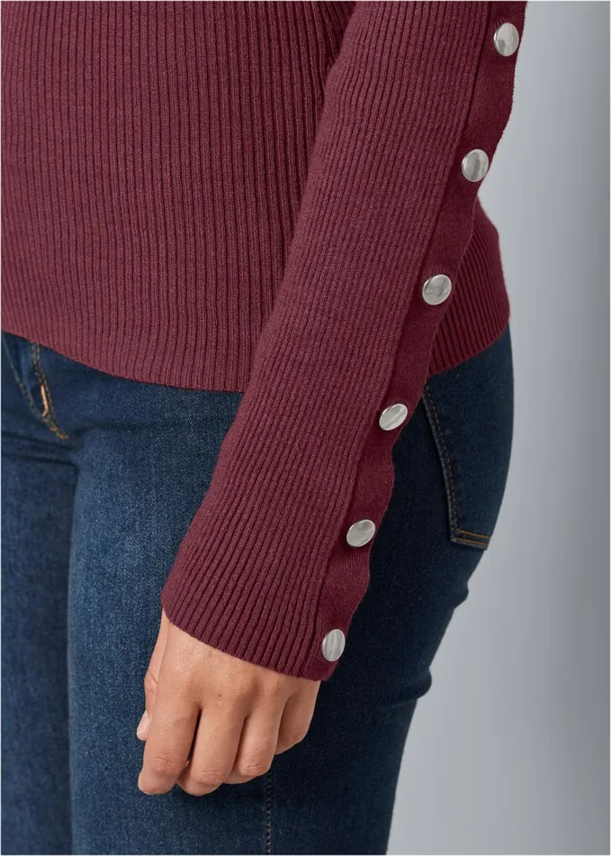 SNAP DETAIL SWEATER Wine Women VENUS Sexy Sweaters