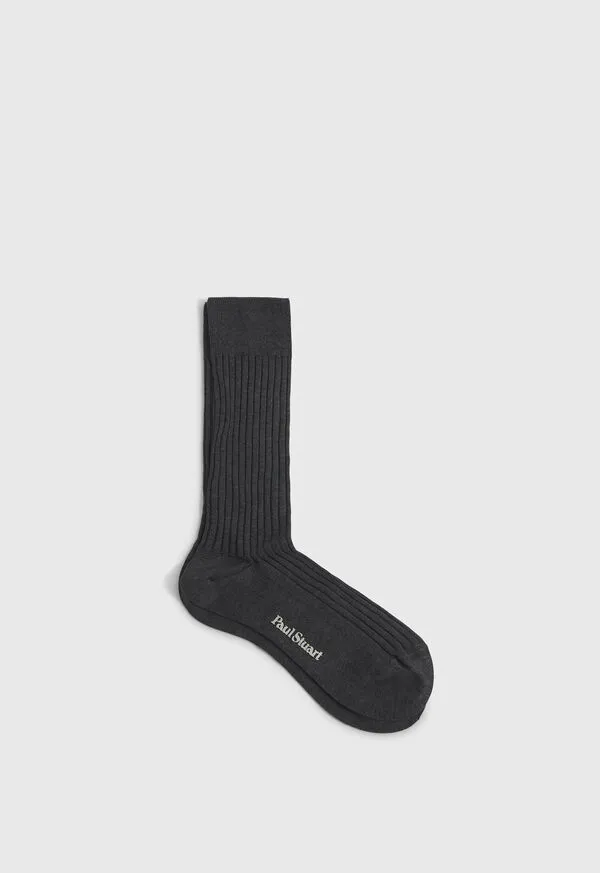 Socks Mens Classic Cotton Ribbed Sock Black Paulstuart