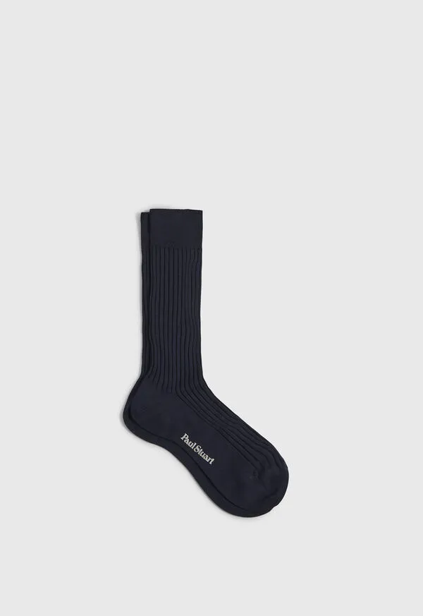 Socks Mens Paulstuart Classic Cotton Ribbed Sock Black