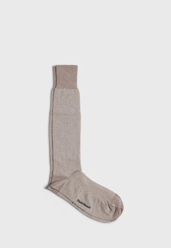 Socks Mens Paulstuart Mercerized Cotton Parquet Pattern Sock Beige