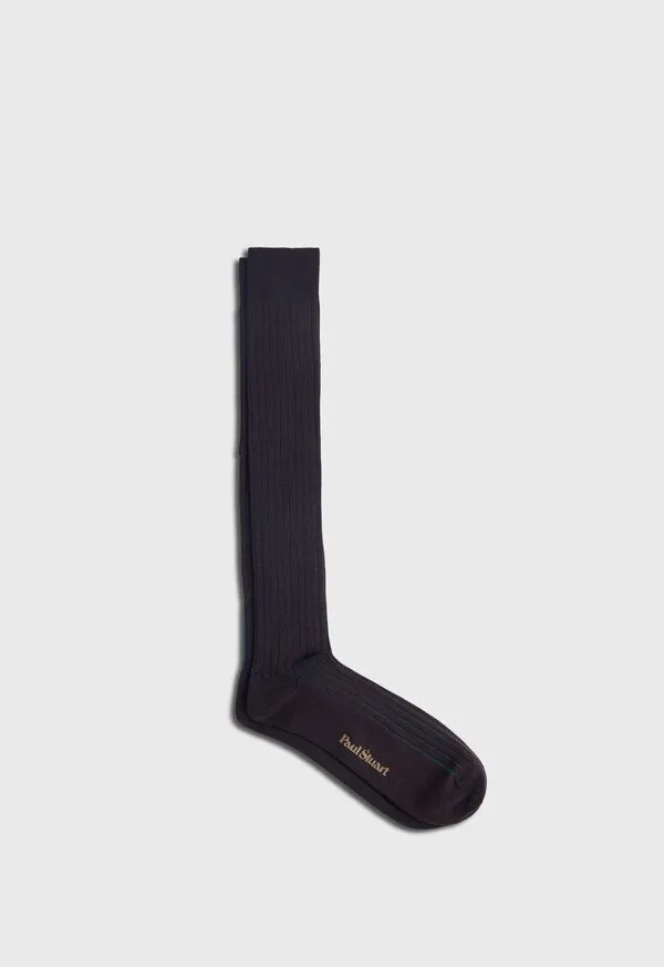 Socks Paulstuart Mens Wool and Cotton Shadow Stripe Sock Blue