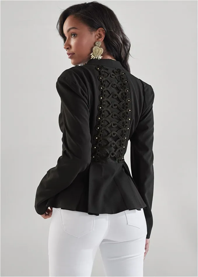 SOUTACHE TRIM BLAZER Black Women VENUS Jackets