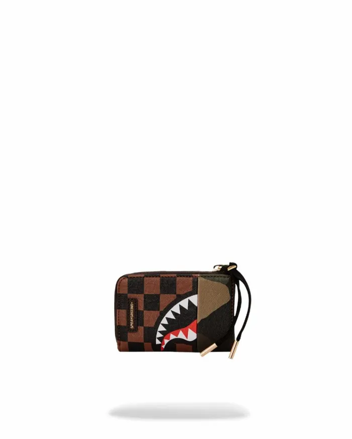 SPRAYGROUND EXTERIOR GOLD ZIP POCKET SHARKS IN PARIS WALLET Bags