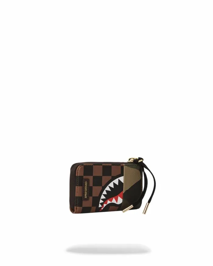 SPRAYGROUND EXTERIOR GOLD ZIP POCKET SHARKS IN PARIS WALLET Bags