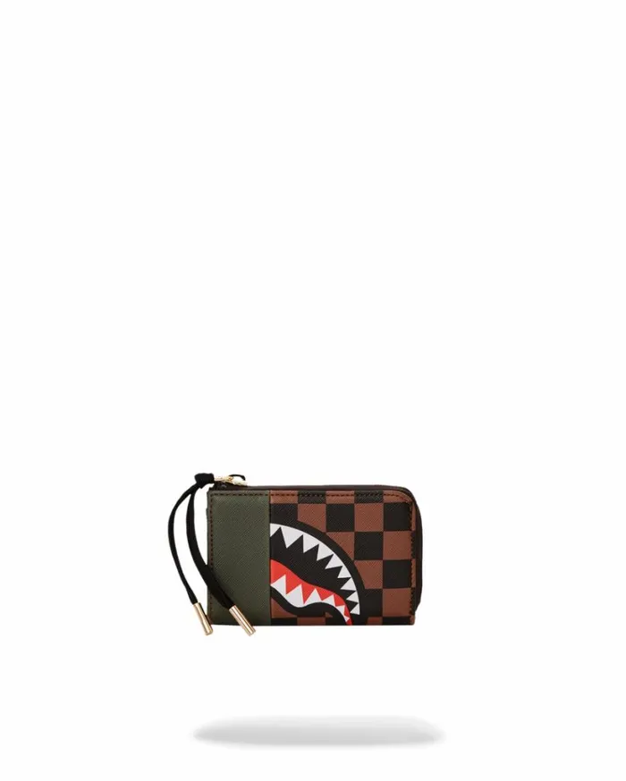 SPRAYGROUND EXTERIOR GOLD ZIP POCKET SHARKS IN PARIS WALLET Bags