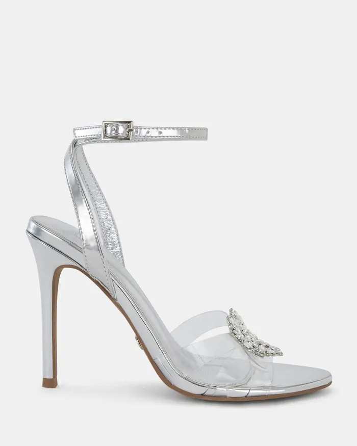 Stilettos Women ZAMORE SILVER Open Toe Heels NOVO Shoes