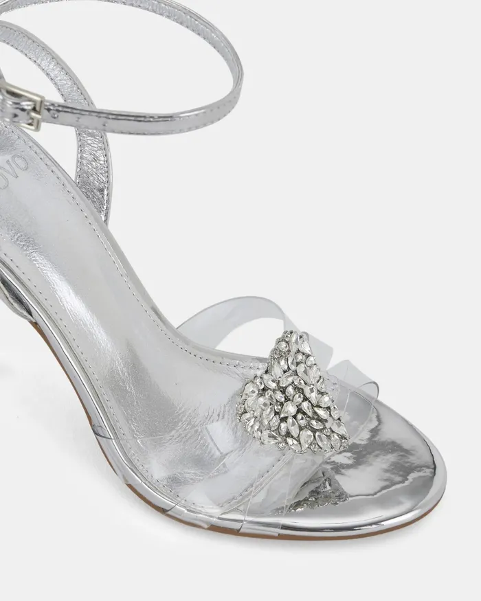 Stilettos Women ZAMORE SILVER Open Toe Heels NOVO Shoes