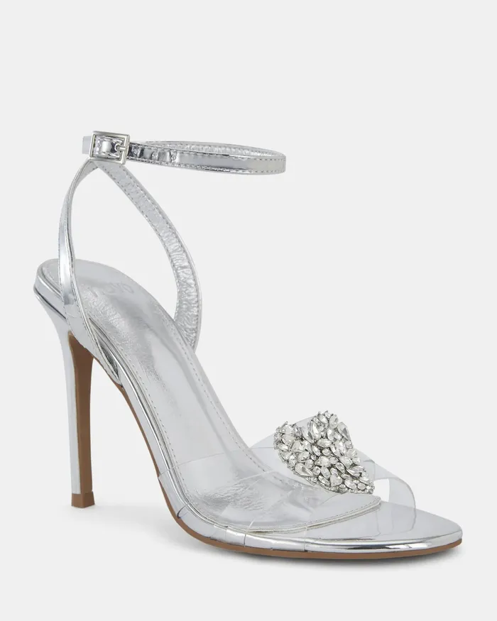 Stilettos Women ZAMORE SILVER Open Toe Heels NOVO Shoes