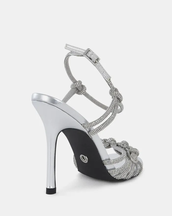 Stilettos Women ZARDI SILVER Open Toe Heels NOVO Shoes