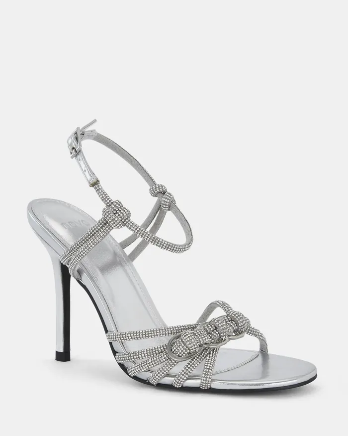 Stilettos Women ZARDI SILVER Open Toe Heels NOVO Shoes