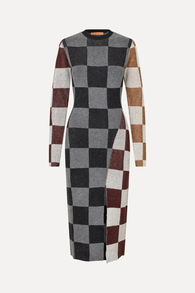Stine Goya Dresses Midi Fitted Dress 8211 Chocolate Combo 8211 Women