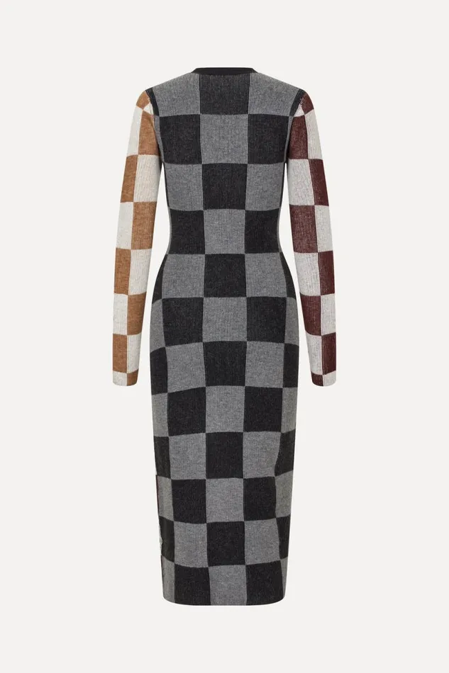 Stine Goya Dresses Midi Fitted Dress 8211 Chocolate Combo 8211 Women