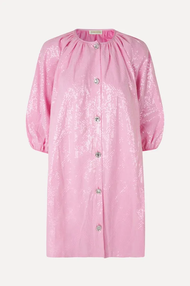 Stine Goya Dresses Yordano Dress 8211 Liquified Grid Pink 8211 Women