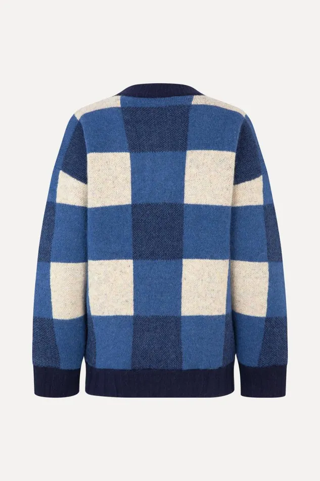 Stine Goya Knitwear Gingham Check Bomber 8211 Blue Gingham Check 8211 Women