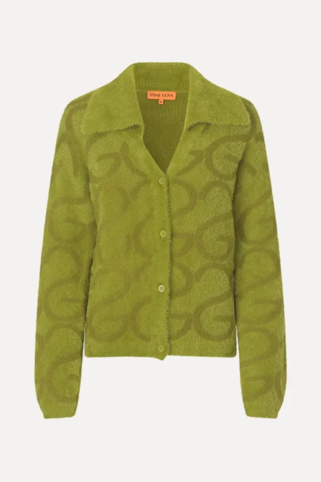 Stine Goya Knitwear Long Sleeve Cropped Cardigan 8211 SG Monogram Green 8211 Women Stine Goya Knitwear Long Sleeve Cropped Cardigan 8211 SG Monogram Green 8211 Women