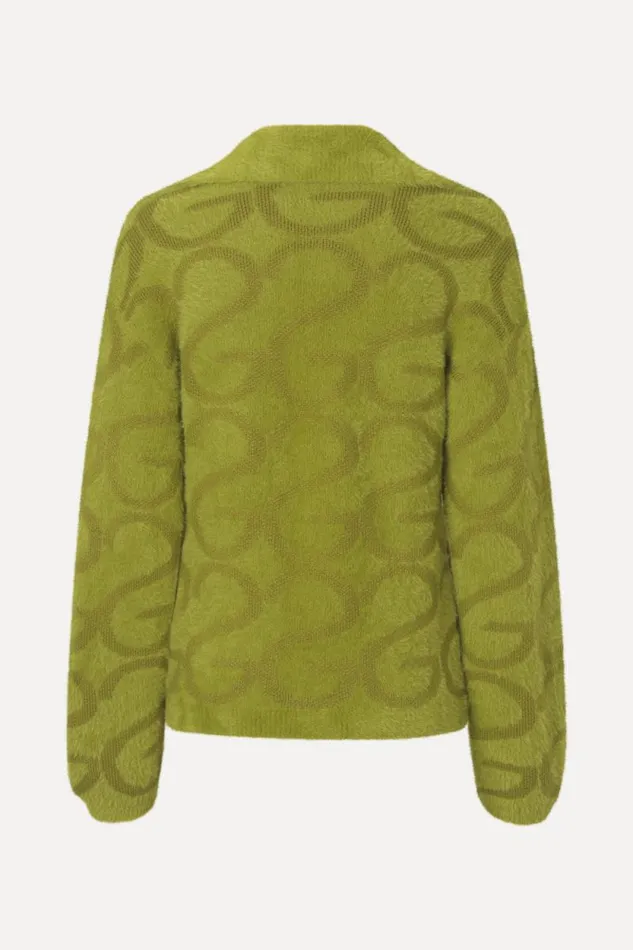 Stine Goya Knitwear Long Sleeve Cropped Cardigan 8211 SG Monogram Green 8211 Women
