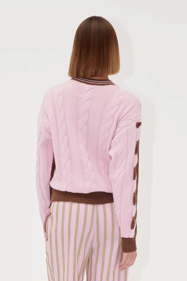 Stine Goya Knitwear TwoTone Cable Sweater 8211 Timber 8211 Women