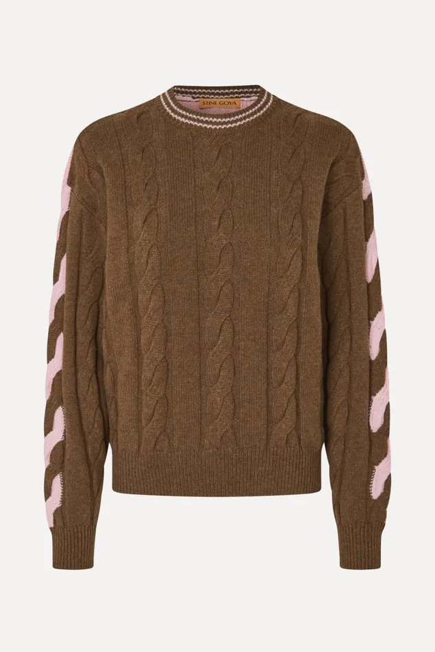 Stine Goya Knitwear TwoTone Cable Sweater 8211 Timber 8211 Women