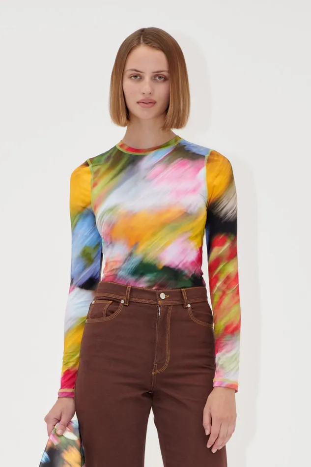 Stine Goya Tops and Shirts Elastic Long Sleeve Top 8211 Liquid Floral 8211 Women Stine Goya Tops and Shirts Elastic Long Sleeve Top 8211 Liquid Floral 8211 Women