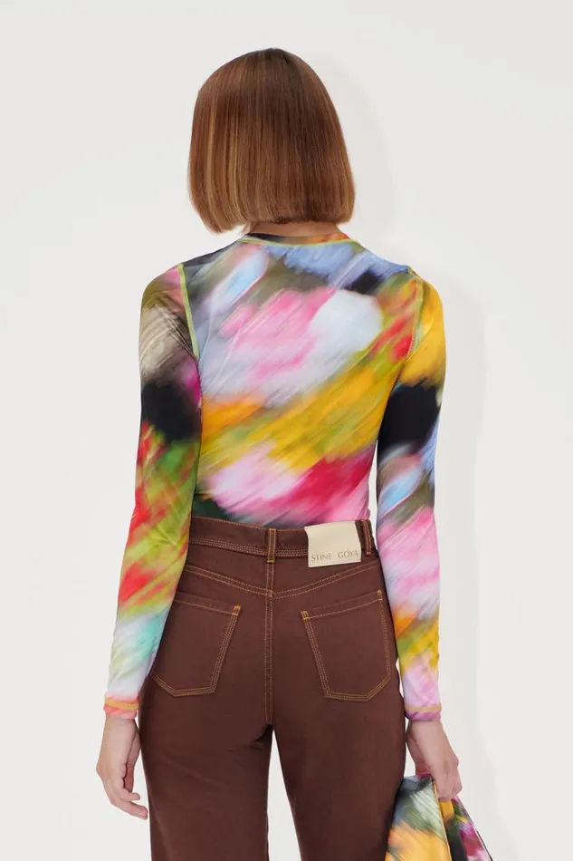 Stine Goya Tops and Shirts Elastic Long Sleeve Top 8211 Liquid Floral 8211 Women