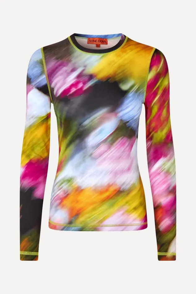 Stine Goya Tops and Shirts Elastic Long Sleeve Top 8211 Liquid Floral 8211 Women