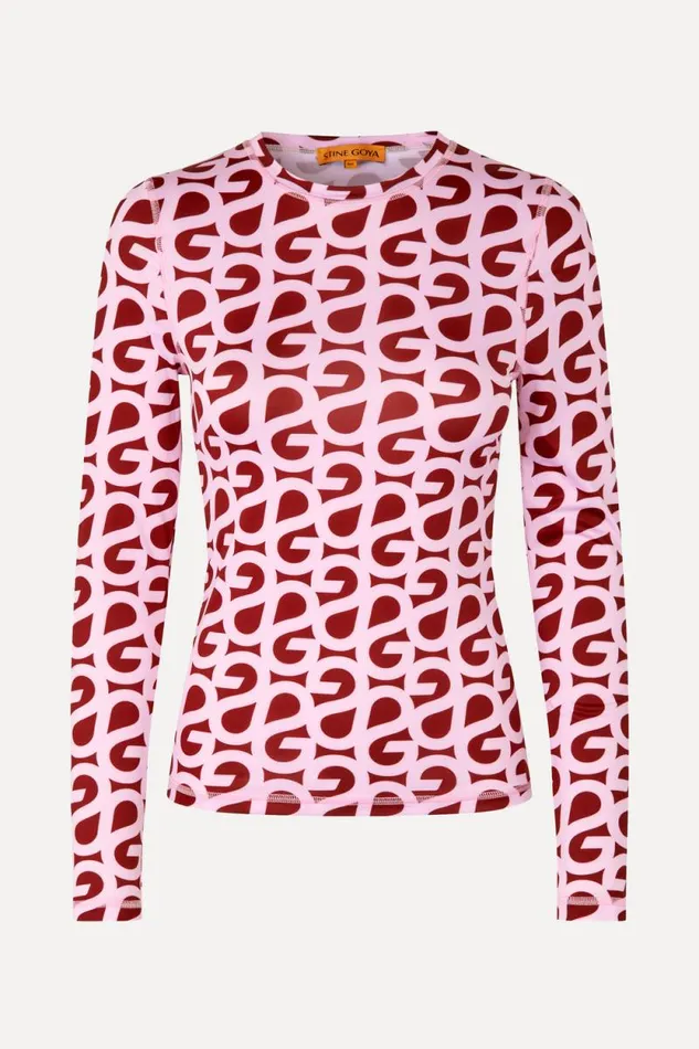 Stine Goya Tops and Shirts Elastic Long Sleeve Top 8211 SG Logo Burgundy Pink 8211 Women