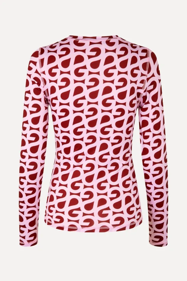 Stine Goya Tops and Shirts Elastic Long Sleeve Top 8211 SG Logo Burgundy Pink 8211 Women