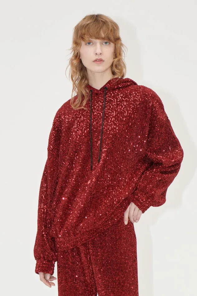 Stine Goya Tops and Shirts Oversize Hoodie 8211 Bordeaux 8211 Women