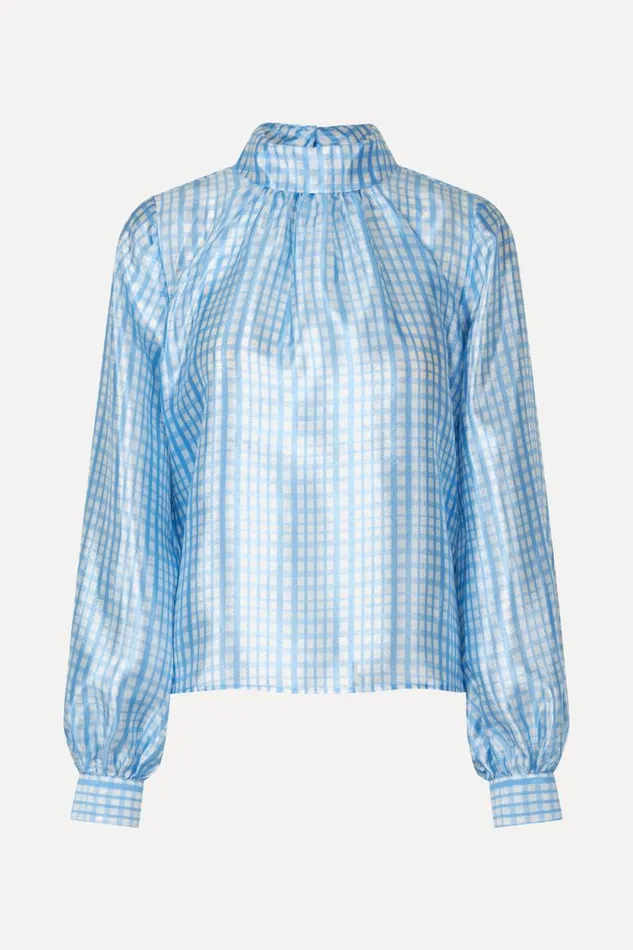 Stine Goya Tops and Shirts SGAshley Blouse 8211 Blue Check 8211 Women