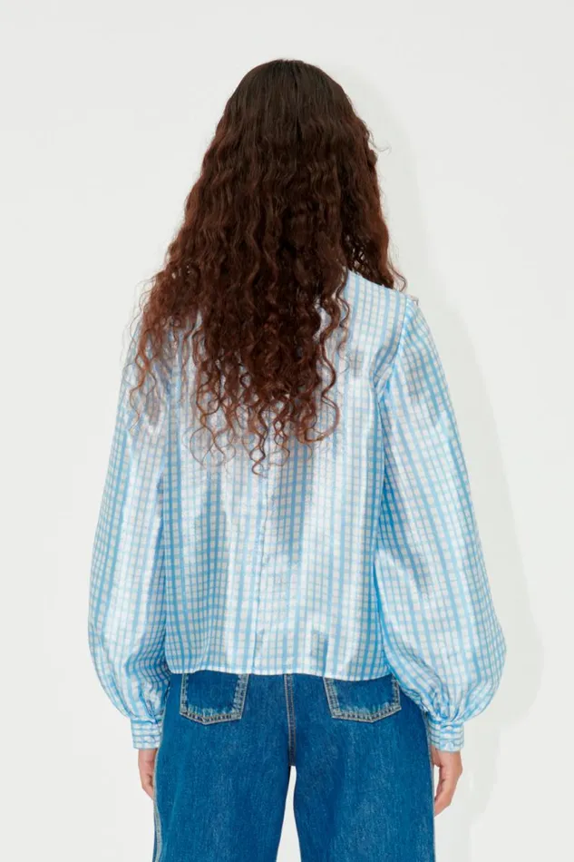 Stine Goya Tops and Shirts SGAshley Blouse 8211 Blue Check 8211 Women
