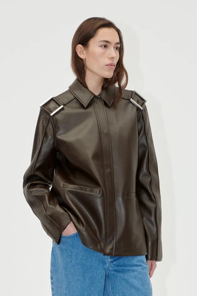 Stine Goya Tops and Shirts Straight Sleeve Jacket 8211 Chocolate 8211 Women