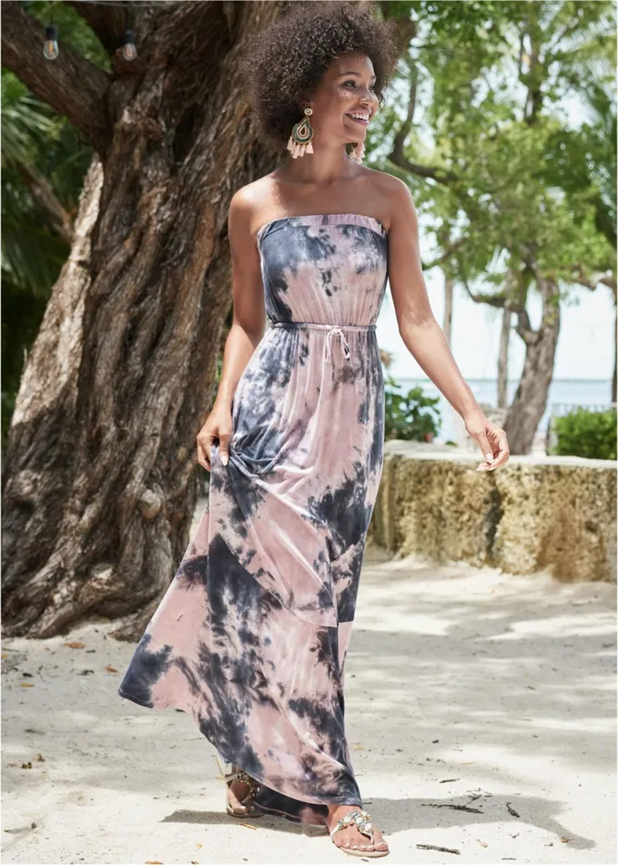 STRAPLESS MAXI DRESS Black Multi Women VENUS Dresses