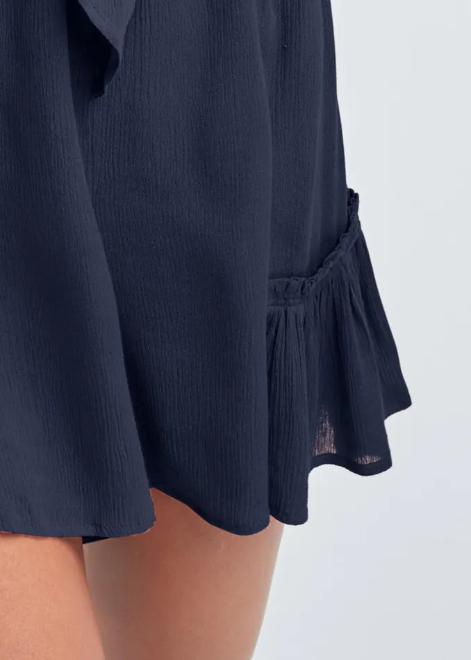 STRAPLESS SMOCKED ROMPER Navy Women VENUS Casual Jumpsuits and Rompers