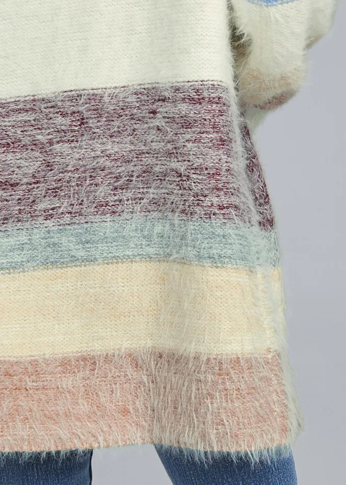 STRIPED EYELASH CARDIGAN White Multi Women VENUS Cardigans and Dusters