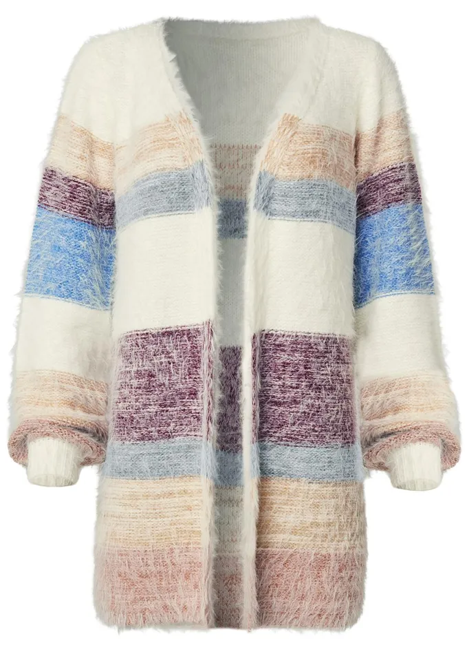 STRIPED EYELASH CARDIGAN White Multi Women VENUS Cardigans and Dusters