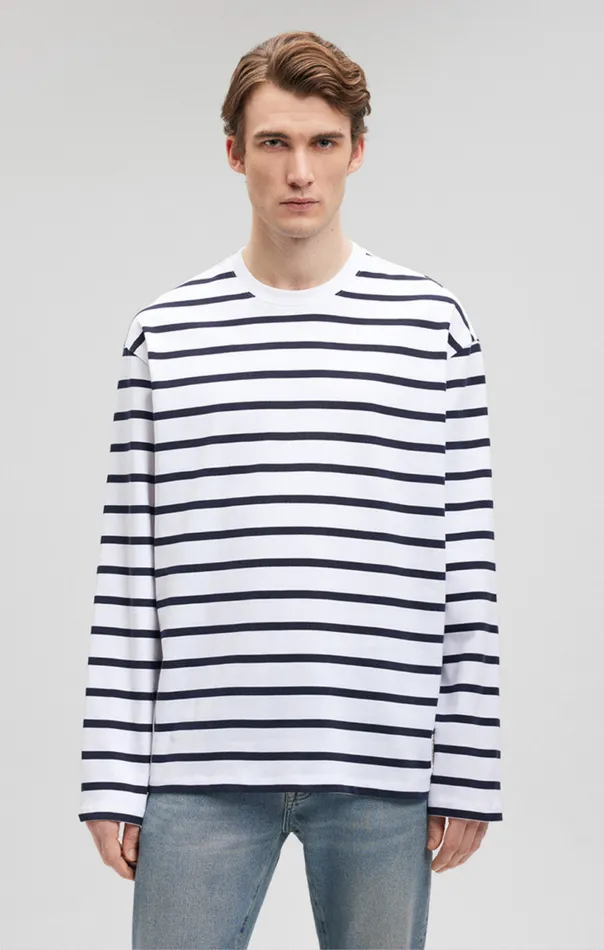 Striped Long Sleeve TShirt In Navy Blazer Men Mavi Jeans TShirts Striped Long Sleeve TShirt In Navy Blazer Men Mavi Jeans TShirts