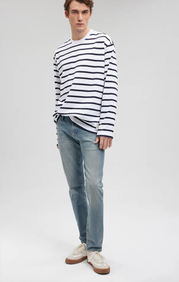 Striped Long Sleeve TShirt In Navy Blazer Men Mavi Jeans TShirts Striped Long Sleeve TShirt In Navy Blazer Men Mavi Jeans TShirts