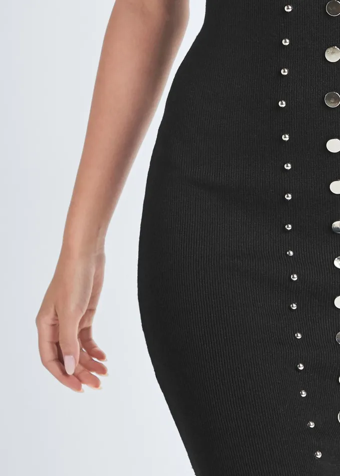 STUDDED SWEATER DRESS Black Women VENUS Midi Dresses