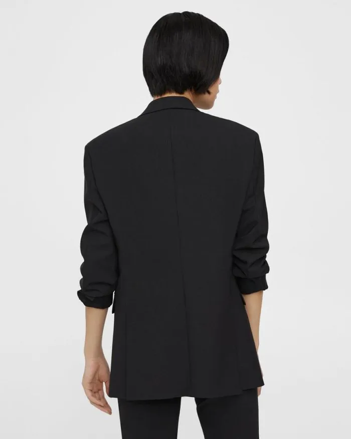 Suits Women Theory Rolled Sleeve Boyfriend Jacket In Good Wool Black
