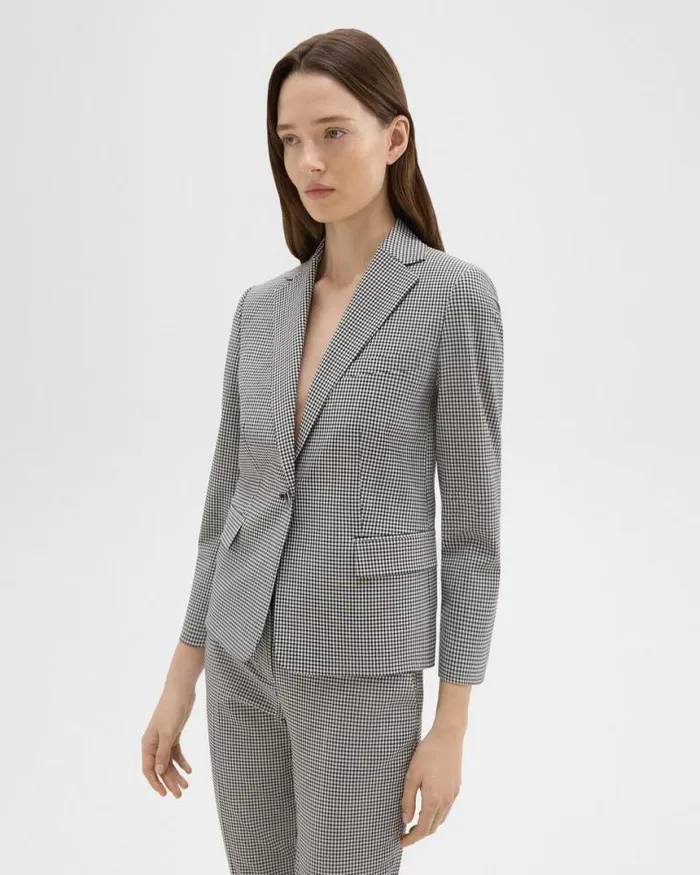 Suits Women Theory Slim Blazer In Checked Stretch Wool Black Multi Suits Women Theory Slim Blazer In Checked Stretch Wool Black Multi
